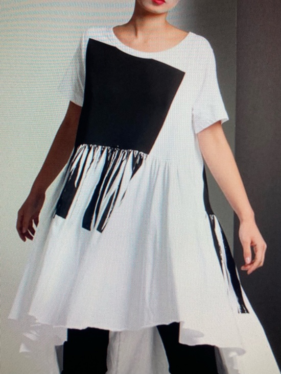 Lurdes Bergada Dresses & Skirts - LURDES Bergada faux fringe 💯 cotton high/low tunic White & Black tunic